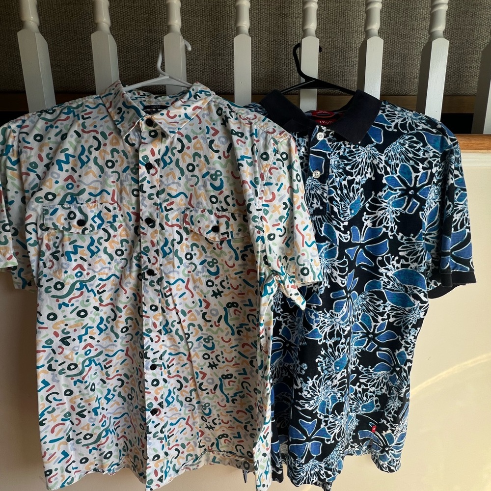 2 Stylish Men’s Multicolored Patterned Button Down Shirts.